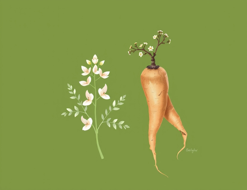 Ashwagandha and ginseng herbs